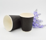 Black Ripple Disposable Paper Coffee Cup for Hot